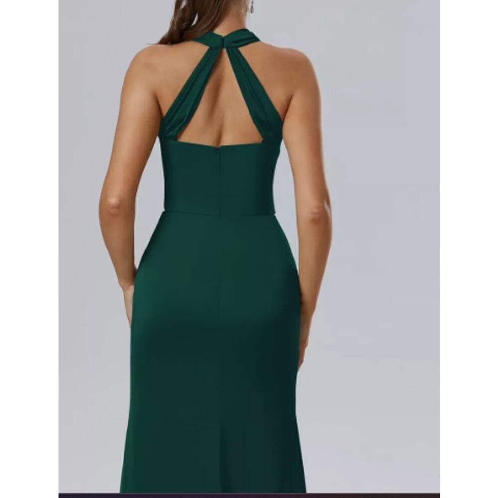 AW BRIDAL 6 S hunter green Maharaol wedding formal party maxi dress NEW B43 - Picture 2 of 10